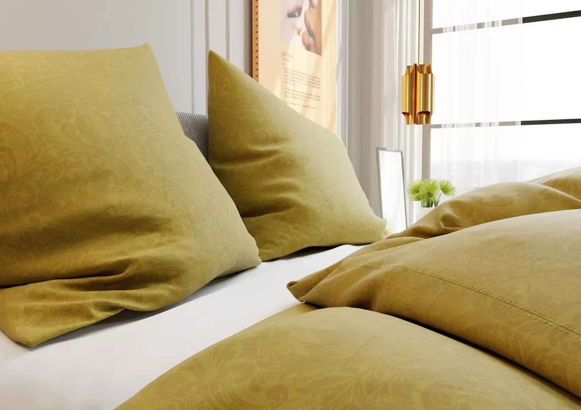 Lorena Mako Satin Brokat Damast Bettwäsche Ornament Echt Gold