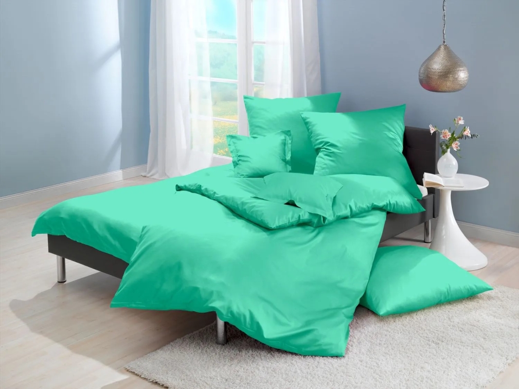 Lorena Mako Satin Bettwäsche uni Classic  Opal