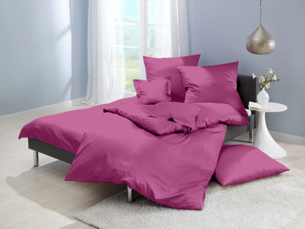 Lorena Mako Satin Bettwäsche uni Classic Flieder